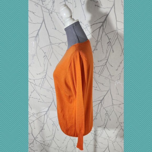 Luisa Spagnoli Orange Virgin Wool Knit Crewneck Sweater - Picture 2 of 4